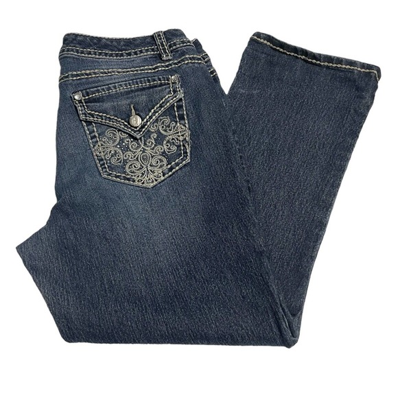 Nine West Denim - Nine West Distressed Thick Stitched Embellished Womens Crop capri pants Sz 10/30